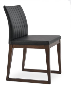 Soho Concept Zeyno Sled Wood Chair - Elegant Dining Seating With Soft Leatherette, 2-year Guarantee, Walnut Finish Walnut,Black  Soho-concept-dining-chair-06505