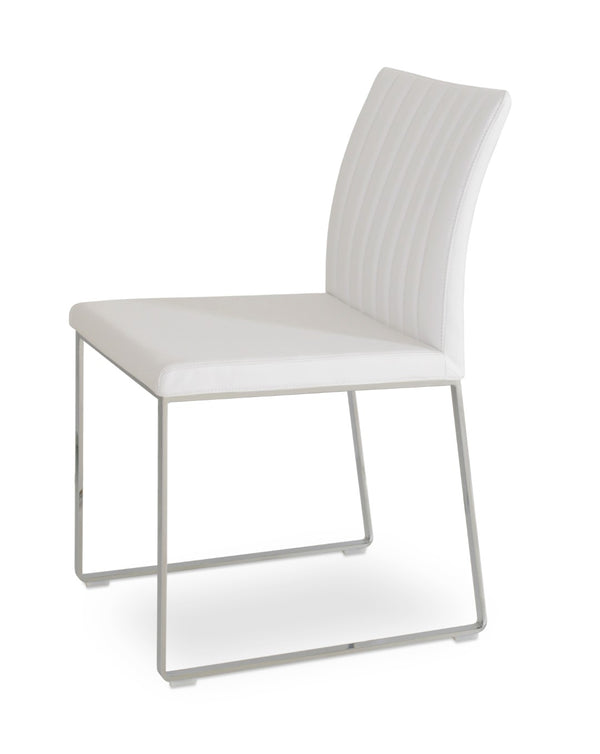 Soho Concept Zeyno Sled Dining Chair - Elegant Ppm-fr Leatherette, 2-year Warranty, Stylish Gold & Brass Finishes Chrome,White  Soho-concept-dining-chair-06516