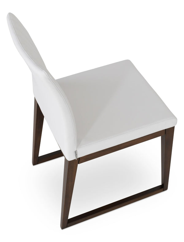 Soho Concept Zeyno Sled Wood Chair - Elegant Dining Seating With Soft Leatherette, 2-year Guarantee, Walnut Finish Walnut,White  Soho-concept-dining-chair-06520