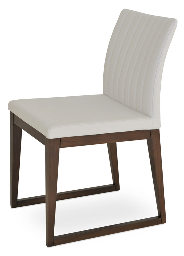 Soho Concept Zeyno Sled Wood Chair - Elegant Dining Seating With Soft Leatherette, 2-year Guarantee, Walnut Finish Walnut,White  Soho-concept-dining-chair-06520