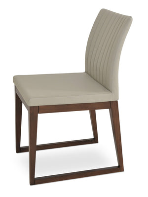 Soho Concept Zeyno Sled Wood Chair - Elegant Dining Seating With Soft Leatherette, 2-year Guarantee, Walnut Finish Walnut,Light Grey  Soho-concept-dining-chair-06518