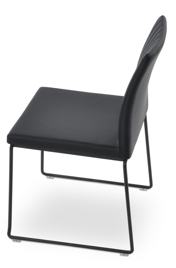 Soho Concept Zeyno Wire Stackable Dining Chair With Soft Leatherette Upholstery & 2-year Guarantee, Grey Finish Black  Soho-concept-dining-chair-06528