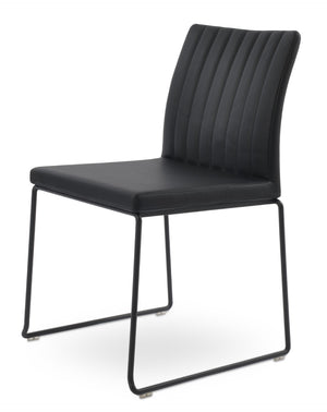 Soho Concept Zeyno Wire Stackable Dining Chair With Soft Leatherette Upholstery & 2-year Guarantee, Grey Finish Black  Soho-concept-dining-chair-06528
