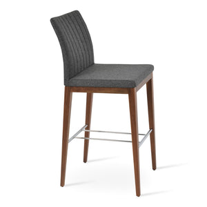 Soho Concept Zeyno Stylish Wood Barstools & Counterstools - Camira Blazer Wool Fabric, 10-year Warranty, Walnut Dark Grey  Soho-concept-dining-chair-07341