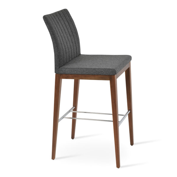 Soho Concept Zeyno Stylish Wood Barstools & Counterstools - Camira Blazer Wool Fabric, 10-year Warranty, Walnut Dark Grey  Soho-concept-dining-chair-07341