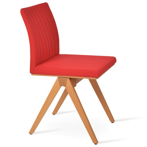 Soho Concept Zeyno Fino Wood Dining Chair - Stylish Camira Era Fabric, Durable 10-year Guarantee, Walnut Finish Natural,Red  Soho-concept-dining-chair-06452