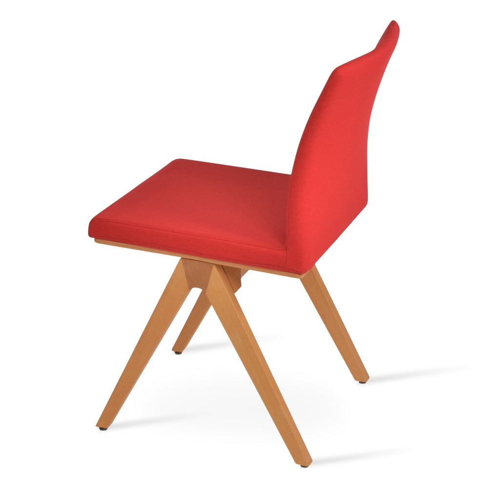 Soho Concept Zeyno Fino Wood Dining Chair - Stylish Camira Era Fabric, Durable 10-year Guarantee, Walnut Finish Natural,Red  Soho-concept-dining-chair-06452