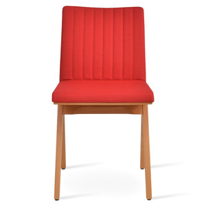 Soho Concept Zeyno Fino Wood Dining Chair - Stylish Camira Era Fabric, Durable 10-year Guarantee, Walnut Finish Natural,Red  Soho-concept-dining-chair-06452