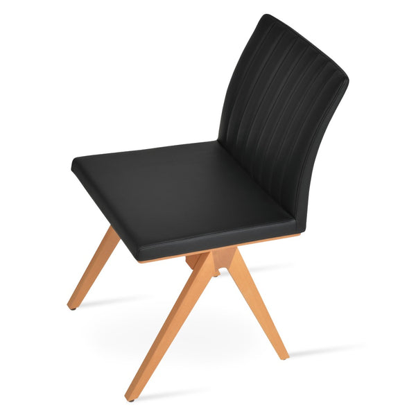 Soho Concept Zeyno Fino Wood Dining Chair - Durable Leatherette, Natural Or Walnut Finish, 2-year Warranty! Natural,Black  Soho-concept-dining-chair-06445