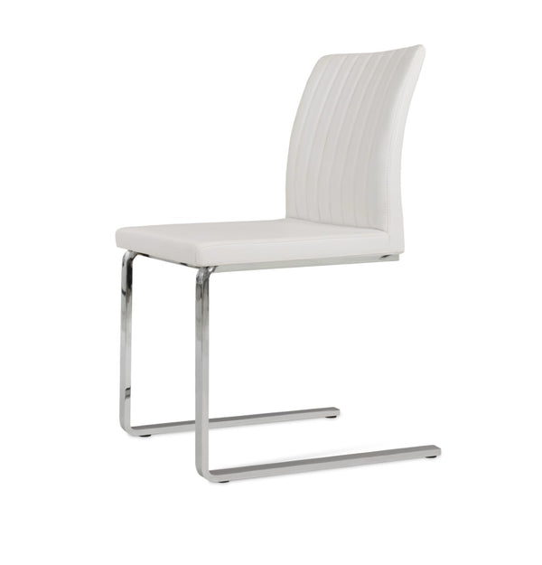 Soho Concept Zeyno Flat Chair - Stylish Dining Chair With Chrome Base, Soft Leatherette, 2-year Guarantee, Durable Chrome,White  Soho-concept-dining-chair-06454