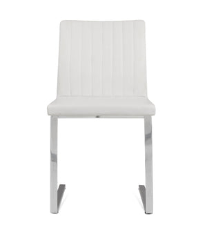 Soho Concept Zeyno Flat Chair - Stylish Dining Chair With Chrome Base, Soft Leatherette, 2-year Guarantee, Durable Chrome,White  Soho-concept-dining-chair-06454