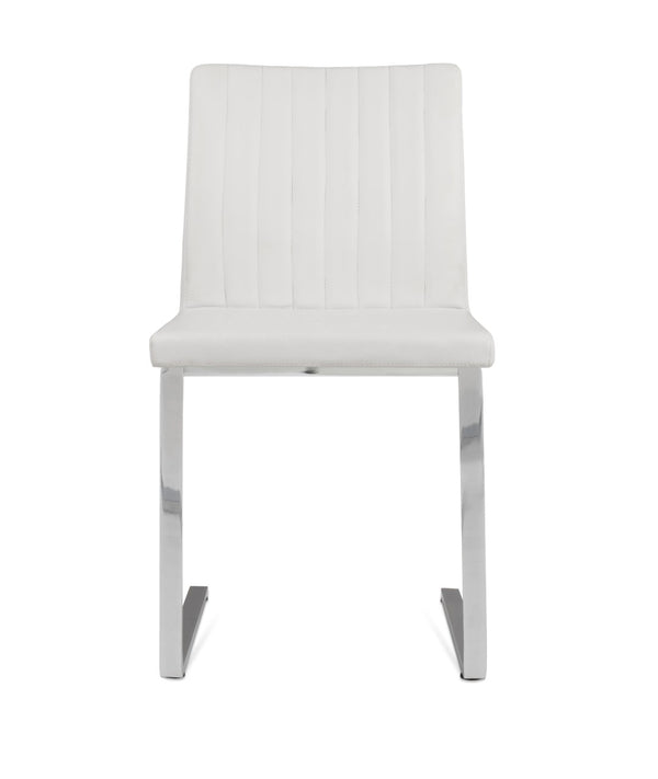 Soho Concept Zeyno Flat Chair - Stylish Dining Chair With Chrome Base, Soft Leatherette, 2-year Guarantee, Durable Chrome,White  Soho-concept-dining-chair-06454
