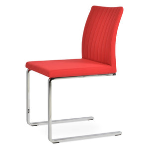 Soho Concept Zeyno Flat Chair - Elegant Chrome Base Dining Chair With Luxurious Boucle, Velvet & Nubuck Fabrics Red  Soho-concept-dining-chair-06457