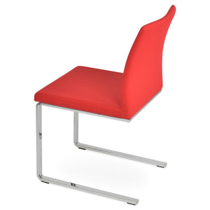 Soho Concept Zeyno Flat Chair - Elegant Chrome Base Dining Chair With Luxurious Boucle, Velvet & Nubuck Fabrics Red  Soho-concept-dining-chair-06457