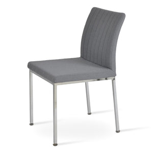 Soho Concept Zeyno Metal Dining Chair - Elegant Camira Yoredale Boucle & Genuine Leather, 10-year Guarantee! Chrome,Grey  Soho-concept-dining-chair-06480