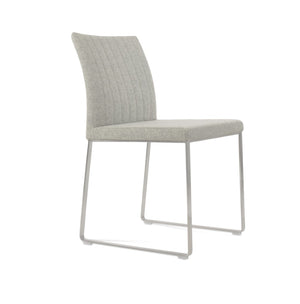 Soho Concept Zeyno Sled Dining Chair - Stylish Camira Blazer Wool, 10-year Guarantee, Dark Grey Chrome Base Silver  Soho-concept-dining-chair-06514