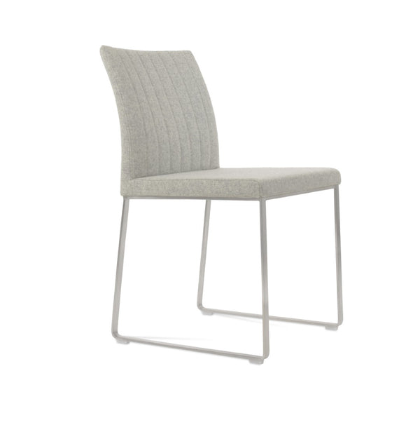 Soho Concept Zeyno Sled Dining Chair - Stylish Camira Blazer Wool, 10-year Guarantee, Dark Grey Chrome Base Silver  Soho-concept-dining-chair-06514