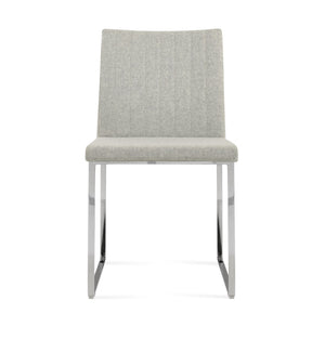 Soho Concept Zeyno Sled Dining Chair - Stylish Camira Blazer Wool, 10-year Guarantee, Dark Grey Chrome Base Chrome,Silver  Soho-concept-dining-chair-06504