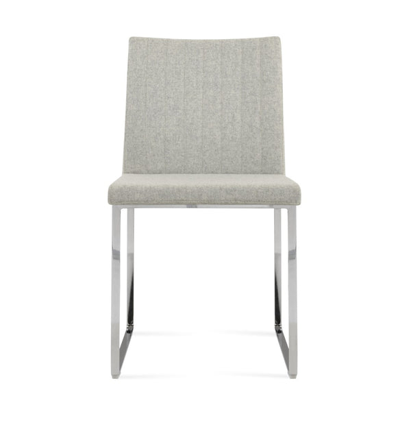 Soho Concept Zeyno Sled Dining Chair - Stylish Camira Blazer Wool, 10-year Guarantee, Dark Grey Chrome Base Chrome,Silver  Soho-concept-dining-chair-06504