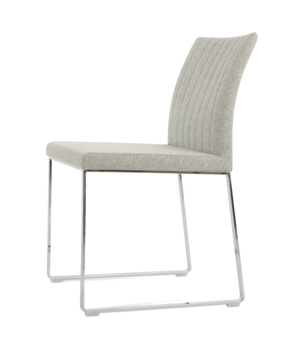 Soho Concept Zeyno Sled Dining Chair - Stylish Camira Blazer Wool, 10-year Guarantee, Dark Grey Chrome Base Chrome,Silver  Soho-concept-dining-chair-06504