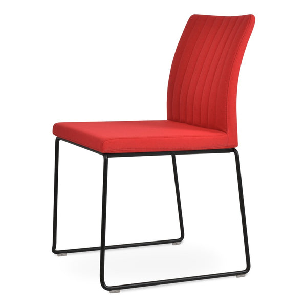 Soho Concept Zeyno Wire Stackable Dining Chair With Soft Leatherette Upholstery & 2-year Guarantee, Grey Finish Black,Red  Soho-concept-dining-chair-06533