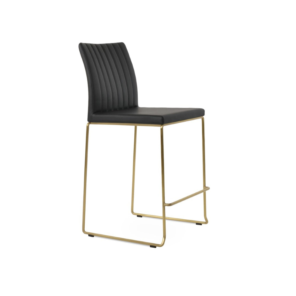 Soho Concept Zeyno Wire Stackable Barstools & Counterstools - Stylish Leatherette, Brass Finish, 2-year Warranty Brass,Black  Soho-concept-dining-chair-07287
