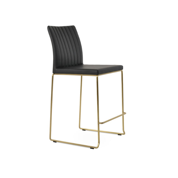 Soho Concept Zeyno Wire Stackable Barstools & Counterstools - Stylish Leatherette, Brass Finish, 2-year Warranty Brass,Black  Soho-concept-dining-chair-07287
