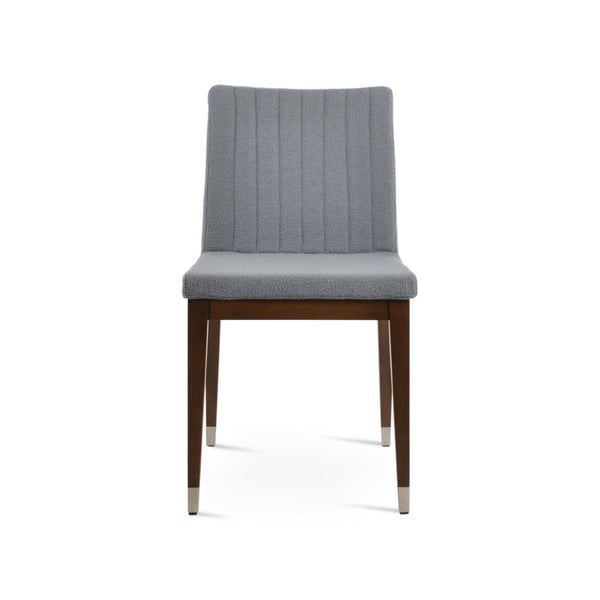 Soho Concept Zeyno Wood Dining Chair - Durable Camira Yoredale Boucle Fabric, 10-year Guarantee, Walnut Finish Walnut,Chrome,Grey  Soho-concept-dining-chair-06546