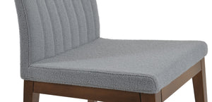 Soho Concept Zeyno Wood Dining Chair - Durable Camira Yoredale Boucle Fabric, 10-year Guarantee, Walnut Finish Walnut,Chrome,Grey  Soho-concept-dining-chair-06546
