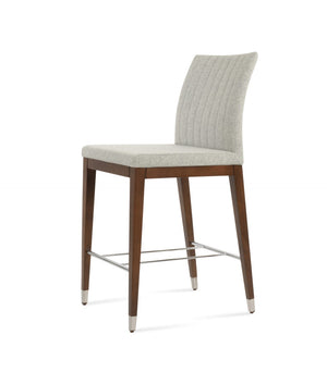 Soho Concept Zeyno Stylish Wood Barstools & Counterstools - Camira Blazer Wool Fabric, 10-year Warranty, Walnut Walnut,Silver  Soho-concept-dining-chair-07289
