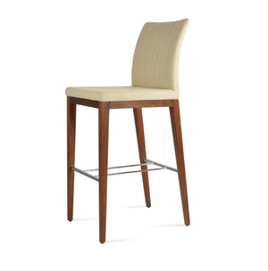 Soho Concept Zeyno Counter Wood Barstools In Genuine Leather With Camira Boucle Fabric – 10-year Guarantee! Walnut,Beige  Soho-concept-dining-chair-07280