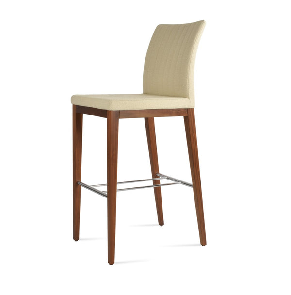 Soho Concept Zeyno Counter Wood Barstools In Genuine Leather With Camira Boucle Fabric – 10-year Guarantee! Walnut,Beige  Soho-concept-dining-chair-07280