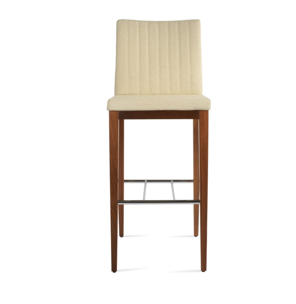 Soho Concept Zeyno Counter Wood Barstools In Genuine Leather With Camira Boucle Fabric – 10-year Guarantee! Walnut,Beige  Soho-concept-dining-chair-10137