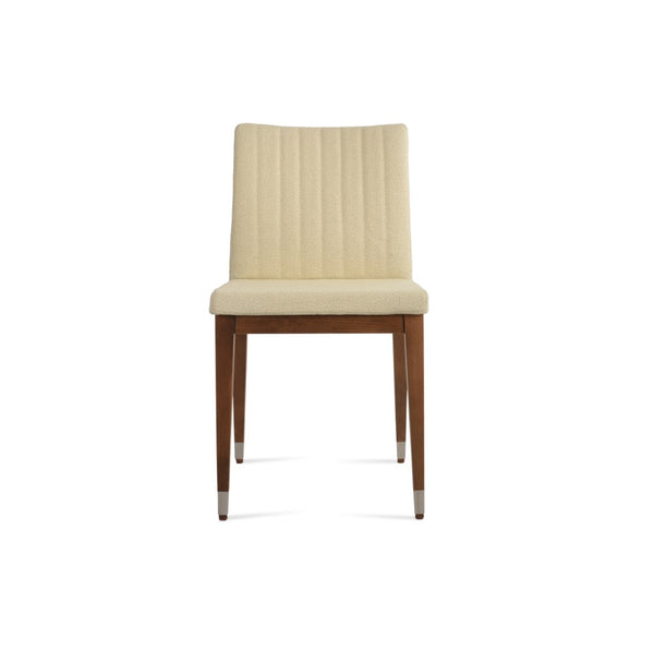 Soho Concept Zeyno Wood Dining Chair - Durable Camira Yoredale Boucle Fabric, 10-year Guarantee, Walnut Finish Walnut,Chrome,Beige  Soho-concept-dining-chair-06419
