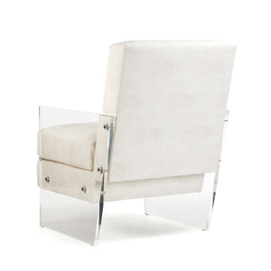 Zentique Charles Acrylic Chair - Modern Elegance With Comfort, Stylish White Upholstery For Home Or Office Decor White Vinyl Acrylic,Pu Zf003