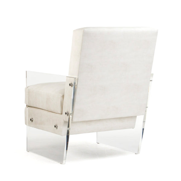 Zentique Charles Acrylic Chair - Modern Elegance With Comfort, Stylish White Upholstery For Home Or Office Decor White Vinyl Acrylic,Pu Zf003