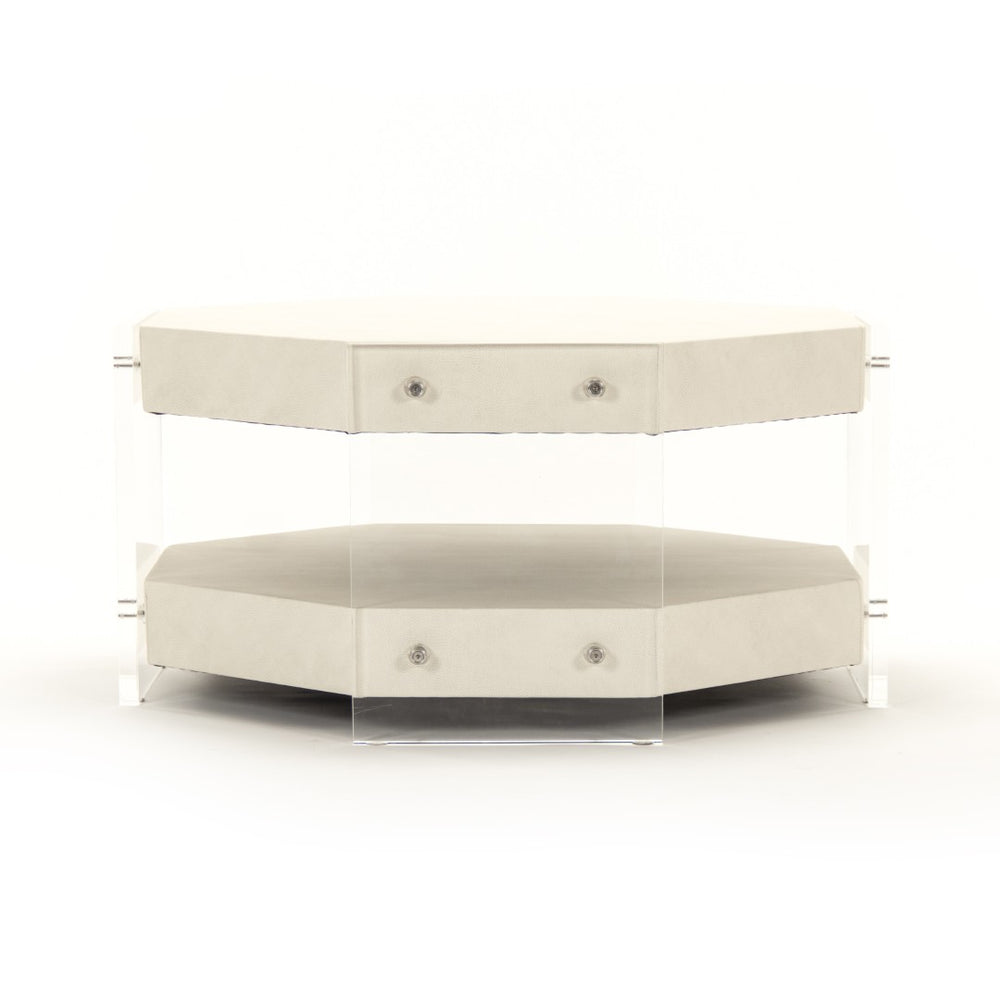 Zentique Acel Octagon Coffee Table - Modern Elegance In Teton Arctic White For Chic Living Spaces And Gatherings White Vinyl Acrylic,Pu Zf004 Fl