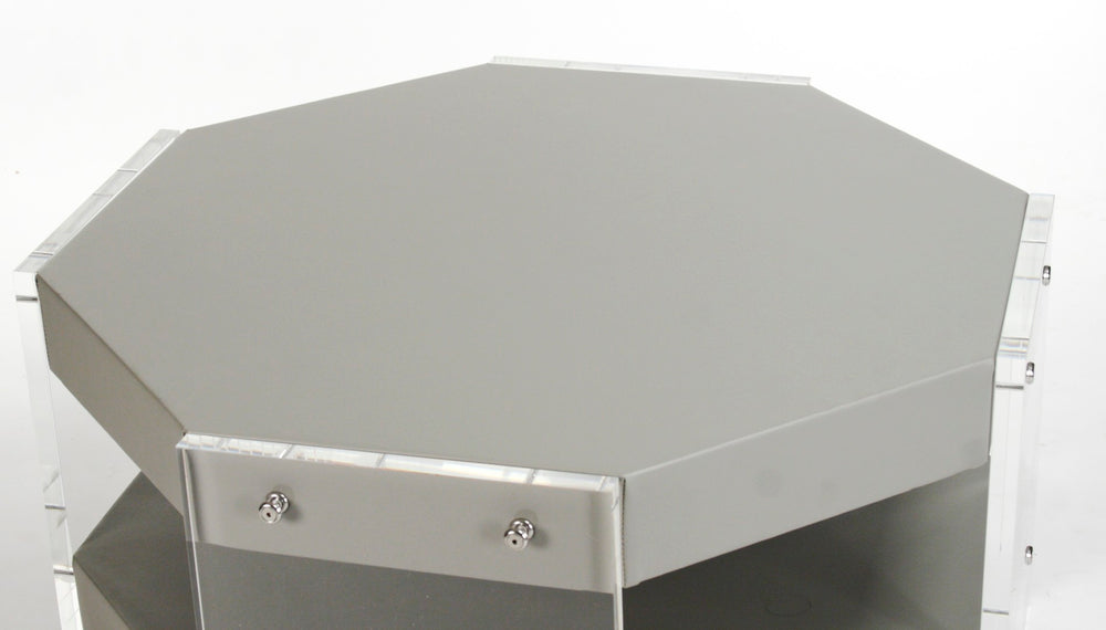 Zentique Acel Acrylic Coffee Table - Modern Elegance With Grey Vinyl Accents For A Stylish Living Space Grey Vinyl Acrylic,Pu Zf004