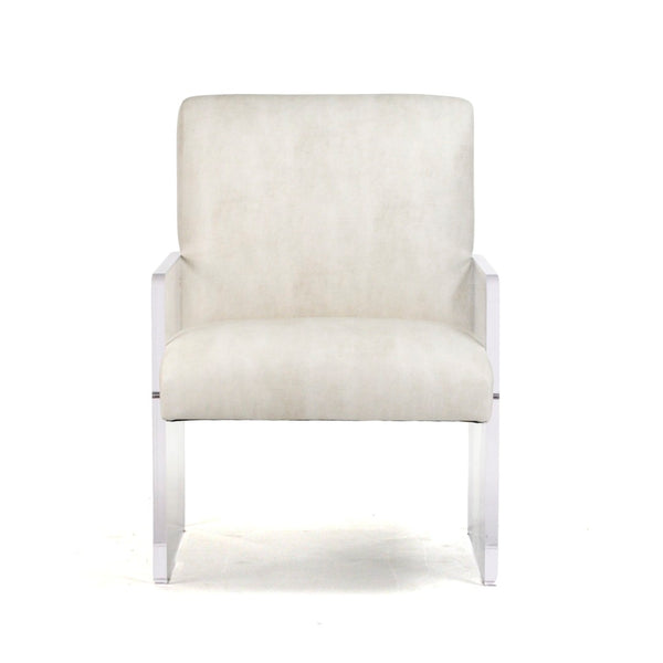 Zentique Emile Acrylic Chair - Modern Elegance With Durable Comfort For Stylish Living Rooms And Offices White Vinyl Acrylic,Pu Zf006