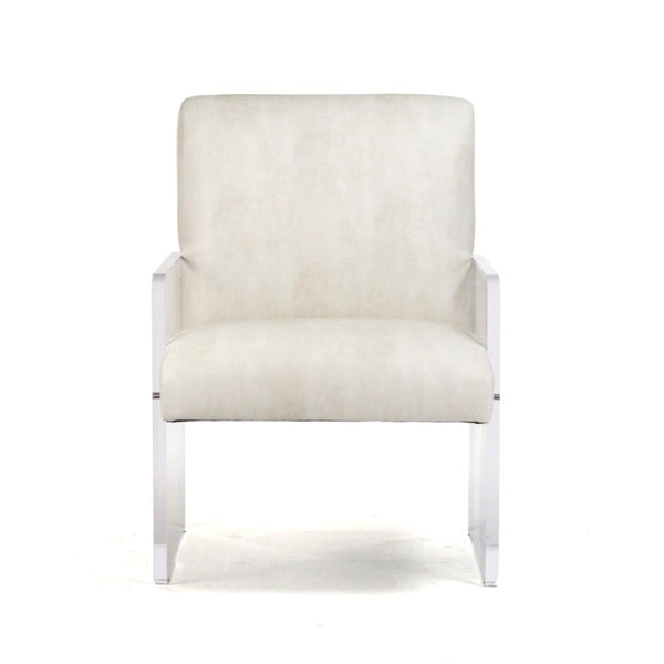 Zentique Emile Clear Acrylic Dining Chair with PU Upholstered Seat — Minimalist, Durable, Space-Saving Design ZF006