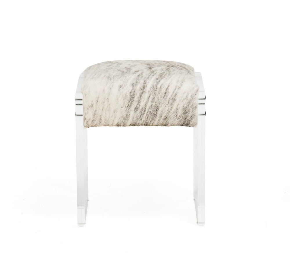 Zentique Vanity Stool - Modern Acrylic Design With Luxurious Upholstery For Elegant Vanity Spaces And Comfort White Vinyl,Salt Pepper Grey&White Acrylic,Pu Zf007