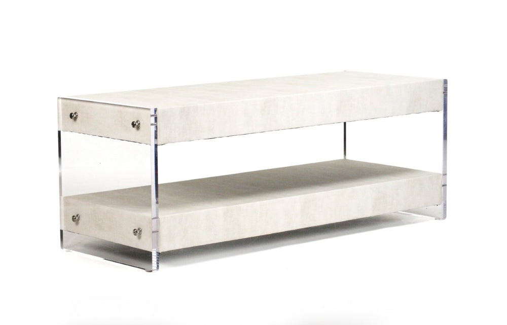 Zentique Paella Clear Acrylic Coffee Table — Minimalist Low-Profile Centerpiece with PU Trim, Durable Elegance ZF008