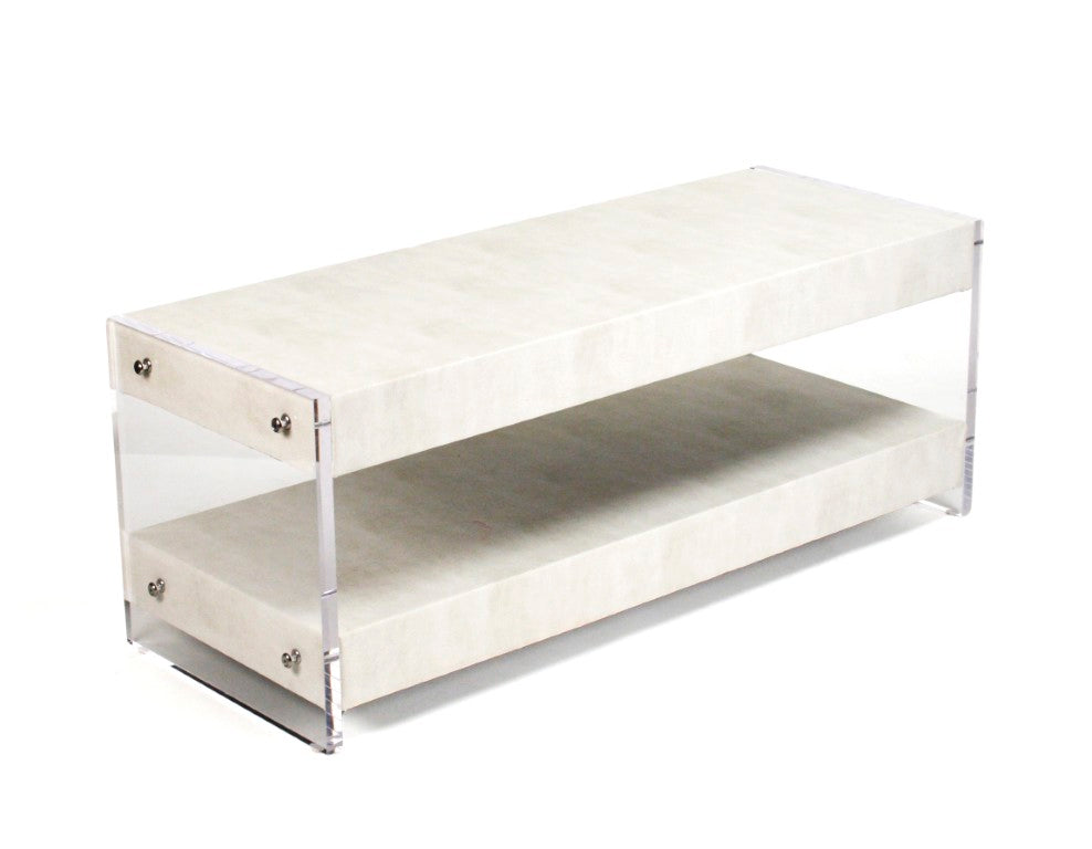Zentique Paella Clear Acrylic Coffee Table — Minimalist Low-Profile Centerpiece with PU Trim, Durable Elegance ZF008