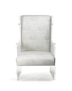 Zentique Acrylic Wingback Chair - Modern Elegance In Durable Acrylic & Luxurious White Vinyl For Stylish Comfort White Vinyl Acrylic,Pu Zf010
