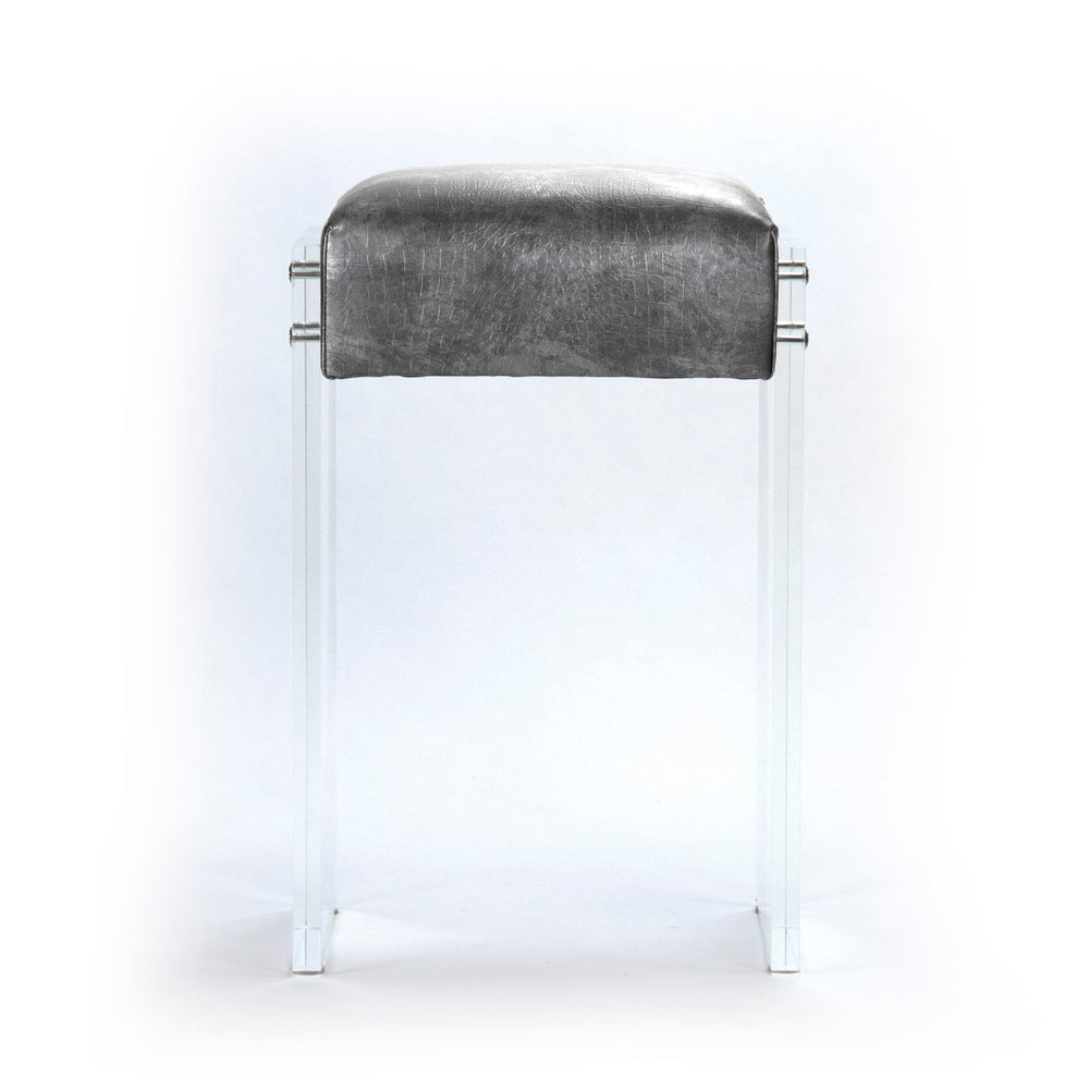Zentique Counter Stool - Modern Acrylic Design With Luxurious Dark Silver Vinyl Upholstery For Any Occasion Dark Silver Vinyl Acrylic,Pu Zf012