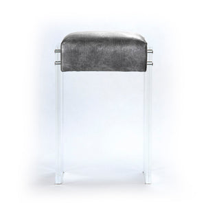 Zentique Counter Stool - Modern Acrylic Design With Luxurious Dark Silver Vinyl Upholstery For Any Occasion Dark Silver Vinyl Acrylic,Pu Zf012