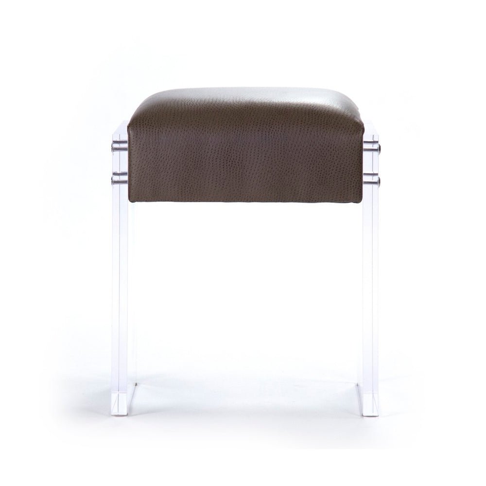 Zentique Vanity Stool - Modern Acrylic Design With Luxurious Upholstery For Elegant Vanity Spaces And Comfort White Vinyl,Salt Pepper Grey&White Acrylic,Pu Zf007
