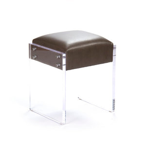 Zentique Vanity modern acrylic stool with plush PU seat—compact 16x19x15 inches, durable stylish accent for small spaces Briar Vinyl, Clear Acrylic ZF017