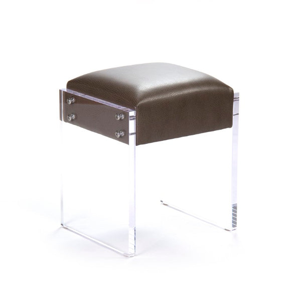 Zentique Vanity modern acrylic stool with plush PU seat—compact 16x19x15 inches, durable stylish accent for small spaces Briar Vinyl, Clear Acrylic ZF017