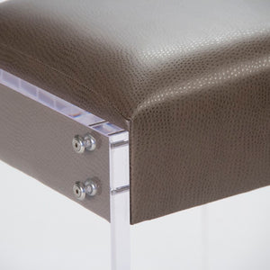 Zentique Vanity modern acrylic stool with plush PU seat—compact 16x19x15 inches, durable stylish accent for small spaces Briar Vinyl, Clear Acrylic ZF017